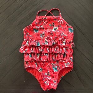 Beautiful toddler girls bright scarlet swimsuit!